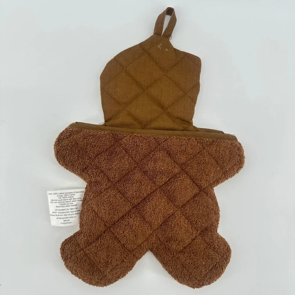 St Nicholas Square Gingerbread Girl Pot Holder Brown Corduroy Christmas Kitchen